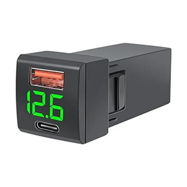新款快速充电器C + QC 3.0 USB充电器绿色发光二极管，带伏特汽车USB插座，适用于丰田方形22.5X22.5毫米