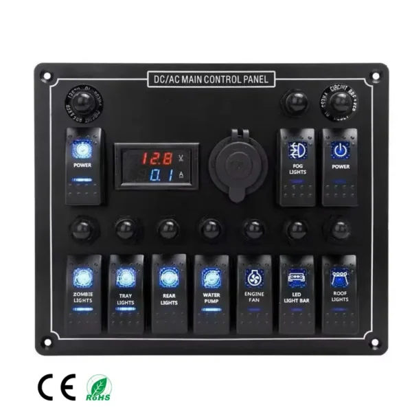 12V 24v船舶控制套件10组发光二极管灯摇臂开关面板高性能开关面板