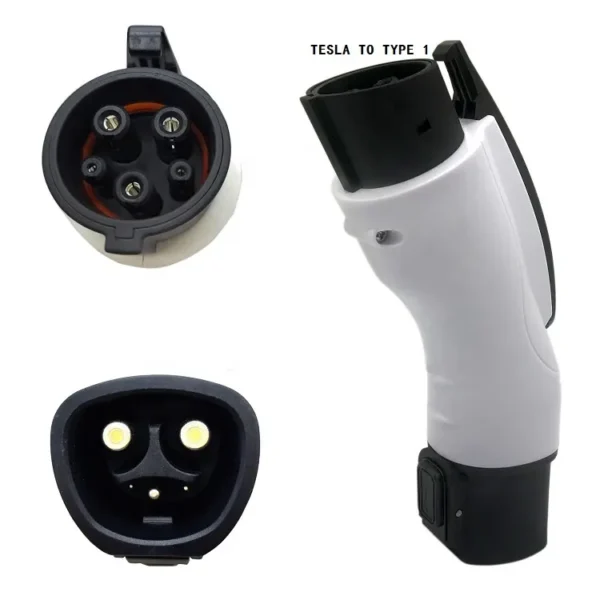 电动汽车充电器适配器制造商16A/32 Amp/250V交流特斯拉至J1772适配器黑色