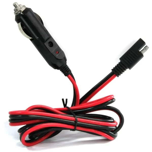 SAE至汽车公点烟器延长线12V-24V重型软线15A保险丝汽车电池充电器引线带发光二极管灯5英尺