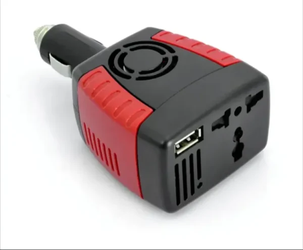 150瓦电源逆变器12v至110伏电压转换器汽车充电器电源适配器，带双USB充电端口 - 图片 2