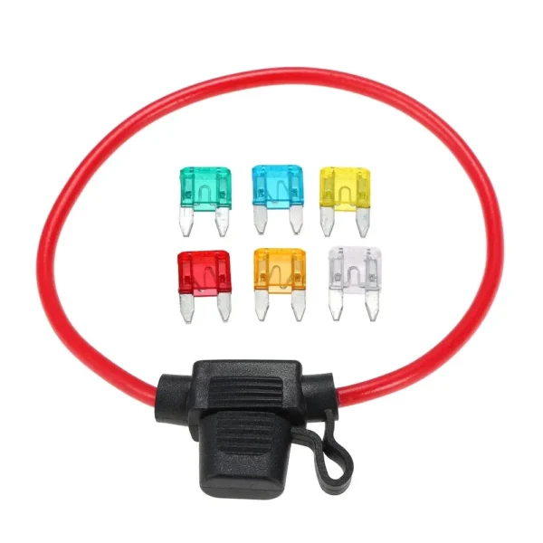 带16 AWG 30厘米电缆的汽车船用可熔性电路刀片保险丝汽车迷你微型保险丝盒保险丝座 - 图片 2
