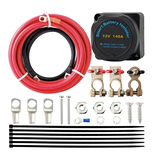 12V 140安培电压敏感继电器接线电缆套件VSR智能电池充电器汽车船双电池隔离器套件
