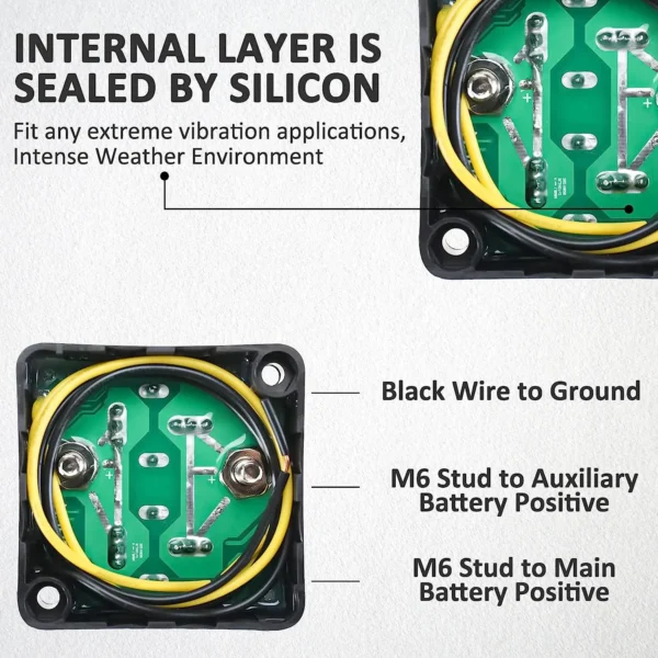 12V 140安培电压敏感继电器接线电缆套件VSR智能电池充电器汽车船双电池隔离器套件 - 图片 5