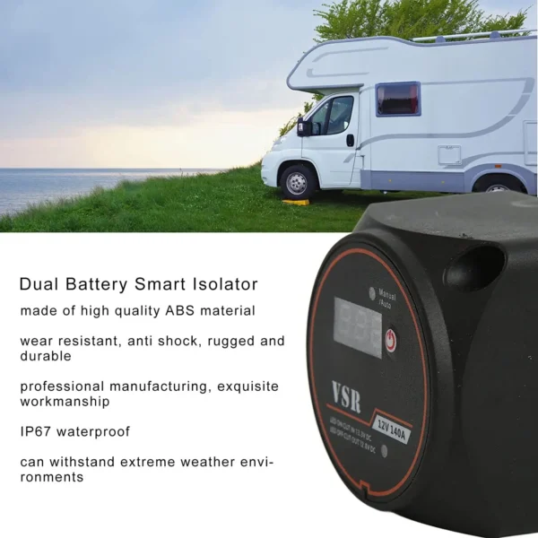 DC 12V 140A坚固的电压敏感继电器智能电池隔离器，适用于房车全地形车 - 图片 2