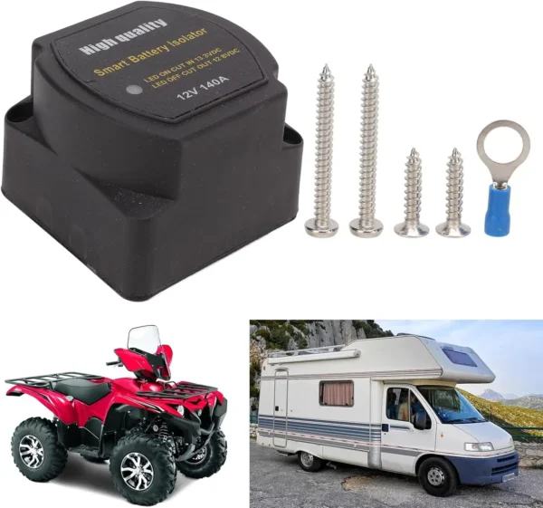 12V 140A智能电池隔离器红色发光二极管指示灯感应继电器VSR汽车全地形车UTV船卡车双电池隔离器 - 图片 5