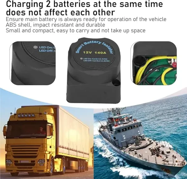 双电池隔离器12V 140Amp智能电池隔离器电压敏感继电器VSR汽车房车船用全地形车UTV - 图片 5
