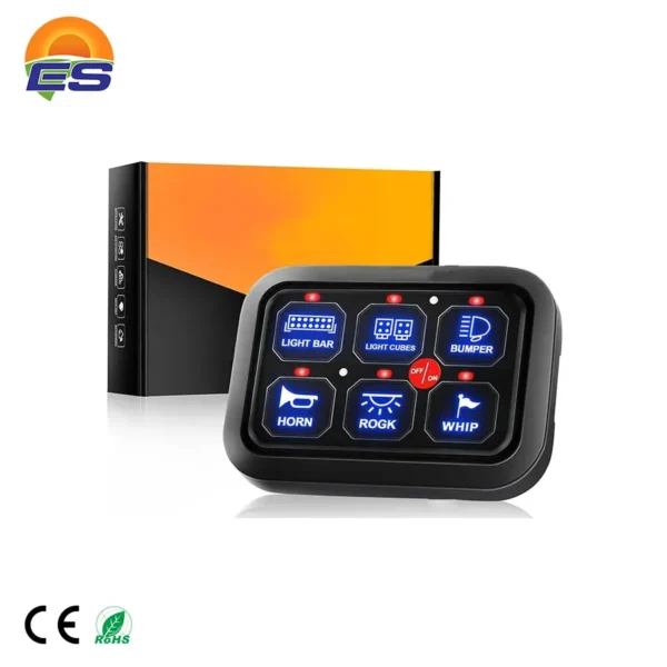 车用船用12v 24v通用继电器闪光照明开关发光二极管RGB汽车开关面板电源6组开关控制箱
