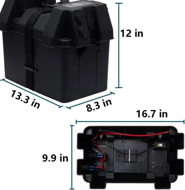 防水12v电池盒拖钓电机电池船用智能电池盒 - 图片 4