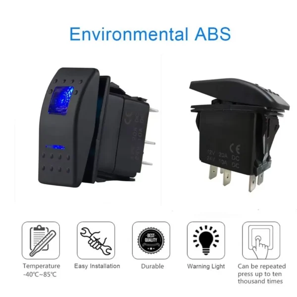 卡林风格12V 24v开/关摇臂开关越野按钮发光二极管灯条和倒车灯汽车房车全地形车UTV - 图片 4