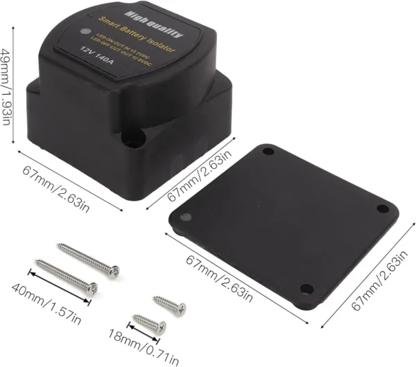 12V 140A智能电池隔离器红色发光二极管指示灯感应继电器VSR汽车全地形车UTV船卡车双电池隔离器 - 图片 7